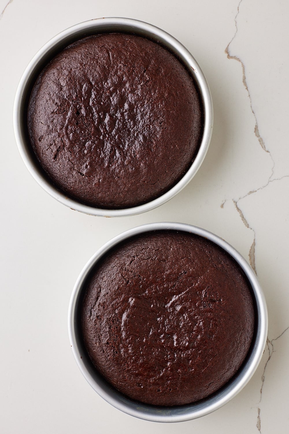 Chocolate Mayonnaise Cake baked in two pans. 