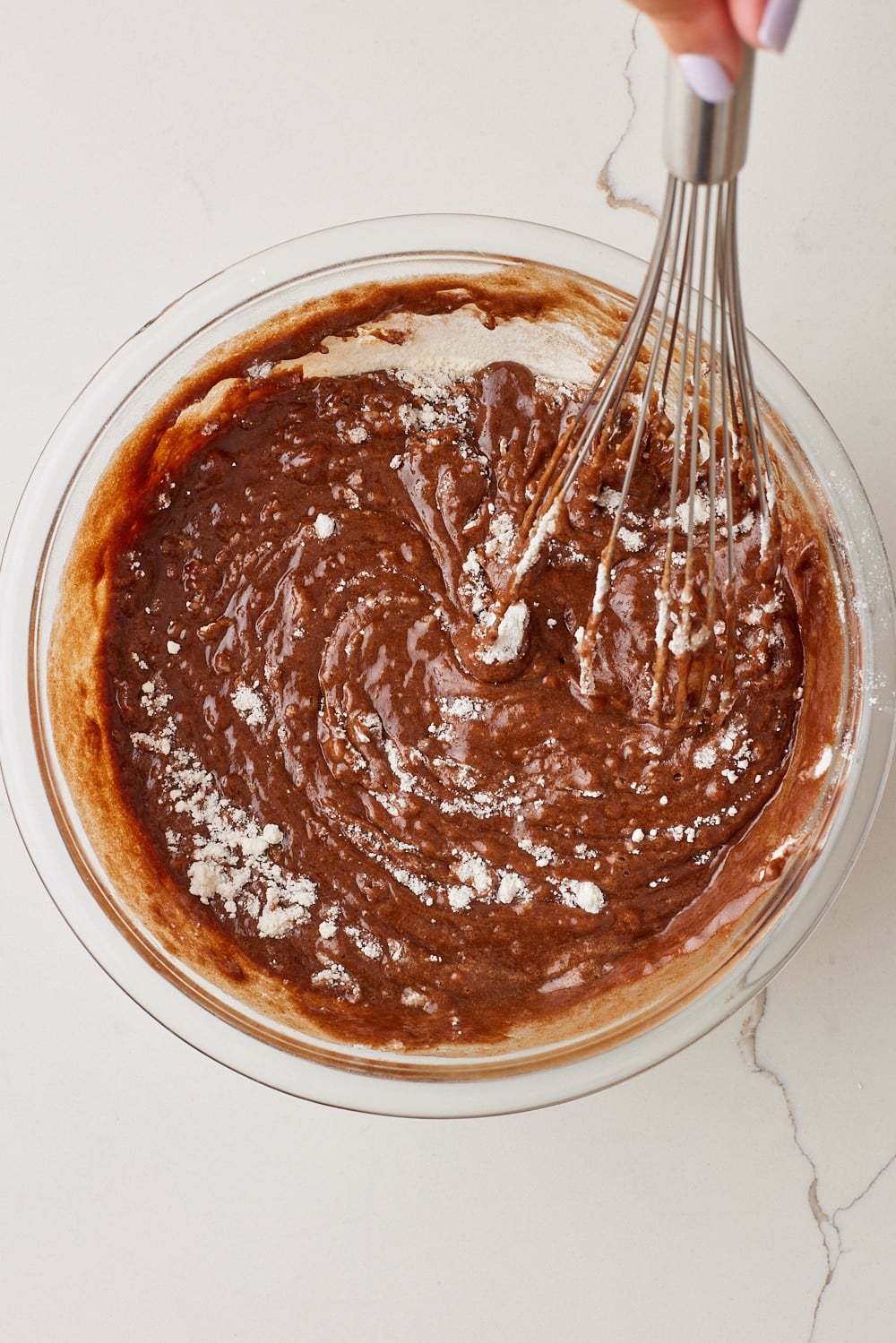 Mix dry ingredients and wet ingredients together. 
