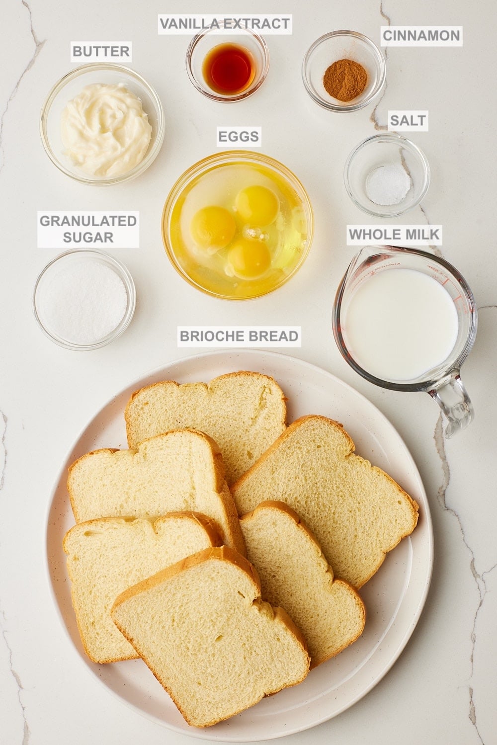 Sheet Pan French Toast ingredients. 